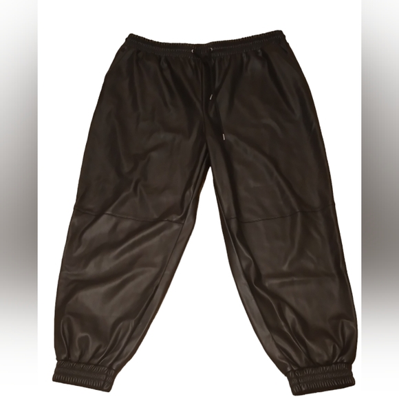 Bagatelle Collection Faux Leather Jogger Black Pants Plus Size Women Size XXL - Picture 2 of 14